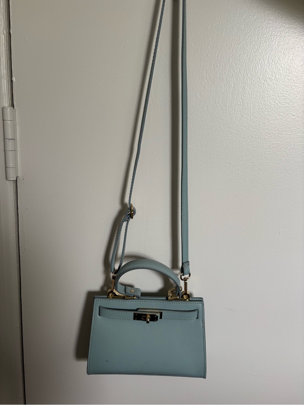 Light Blue Structured Mini Crossbody Bag with Top Handle